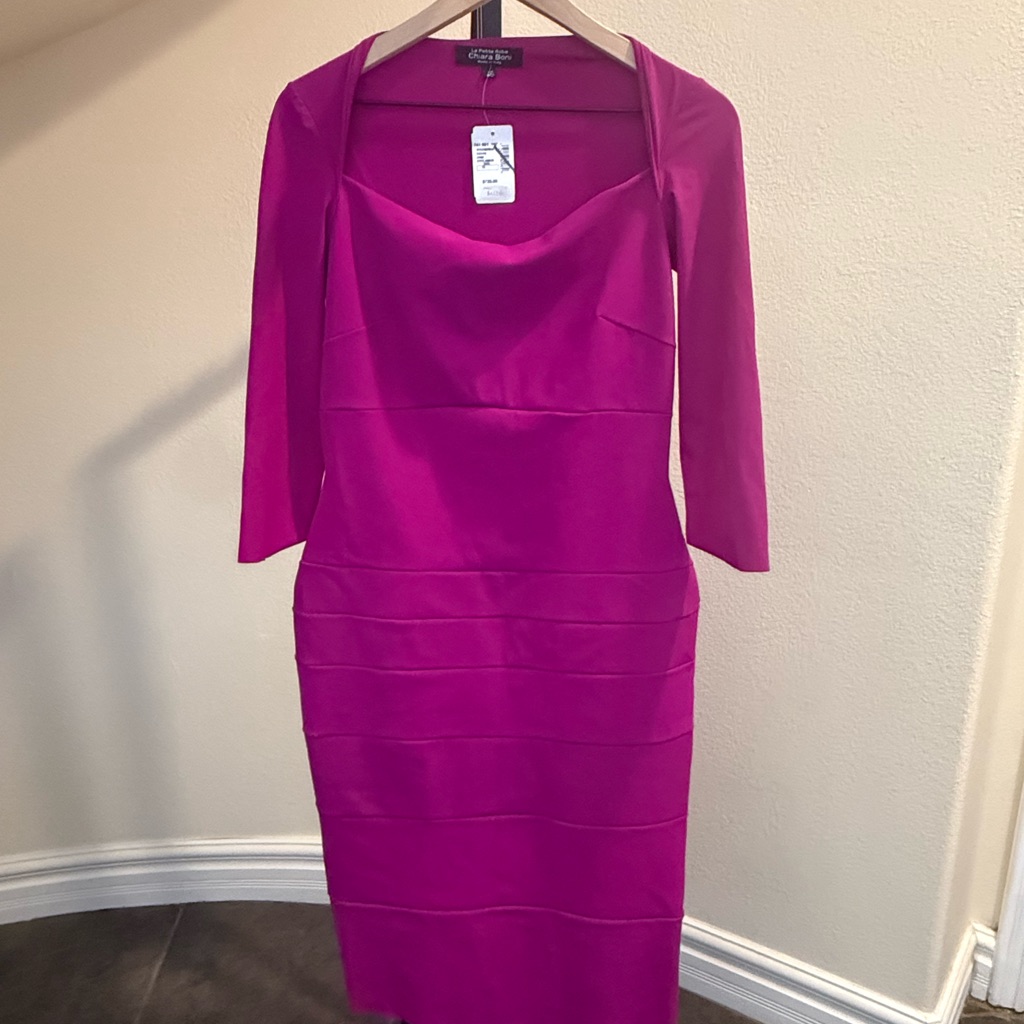 Chiara Boni Hot Pink Long Sleeve Sheath Dress